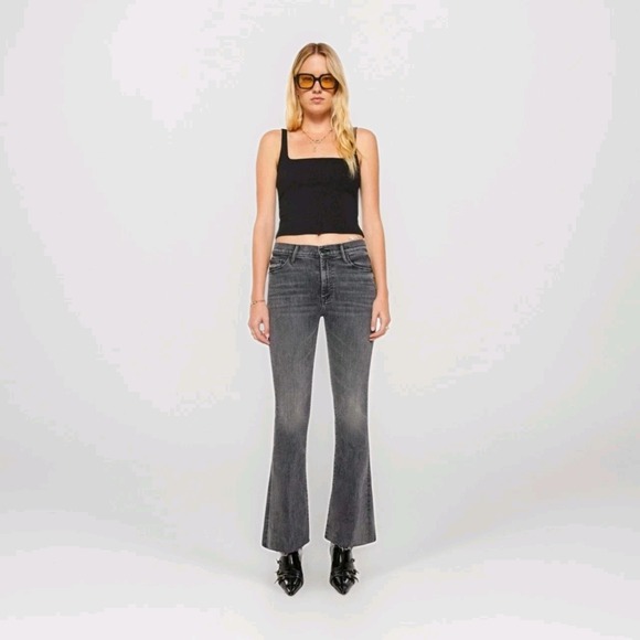 MOTHER Denim - Mother The Weekender Fray Jeans Women's 27x31 Black Gray Raw Hem Washed Denim